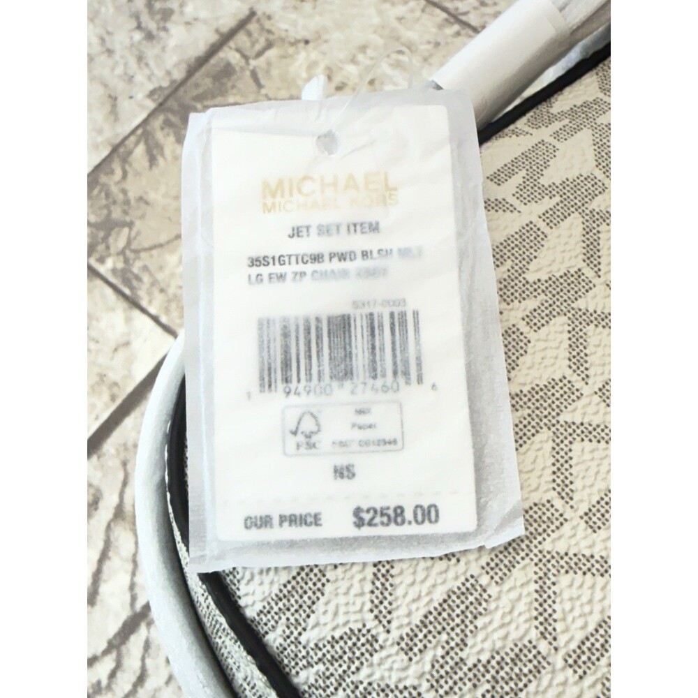 New Michael Kors Jet Large East West Zip Chain Crossbody Bag Vanilla Pink - Picture 10 of 16